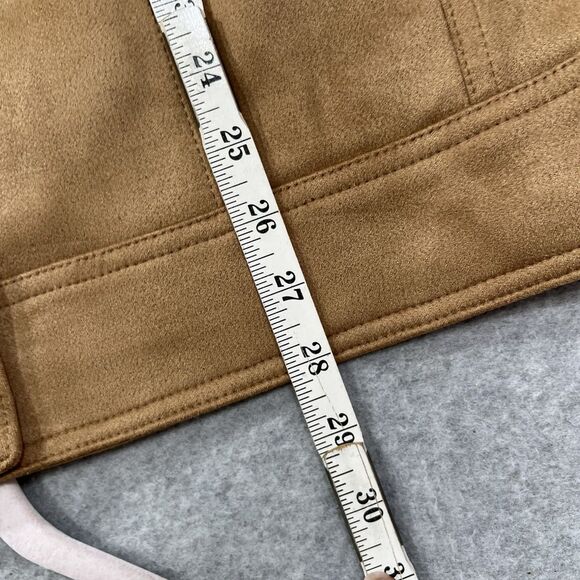 Mauve Vegan Suede Trucker Jacket Womens XL Honey Caramel Gold Buttons - Picture 15 of 16